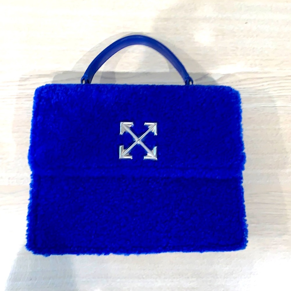 Off White Royal Blue Jitney 2.8 Bag Shearling